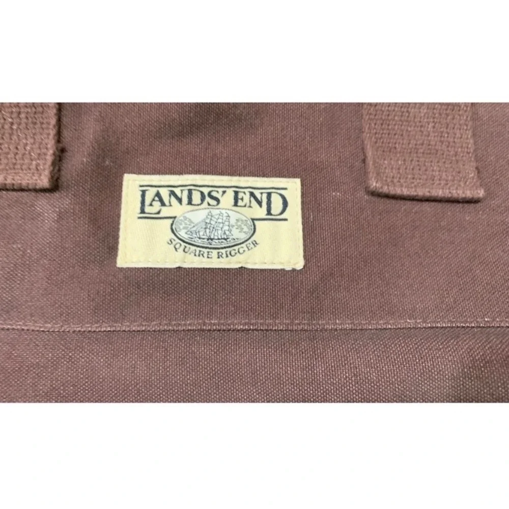 Lands End Square Rigger Garment Bag Brown Canvas Vintage Retro Travel Y2K 90s